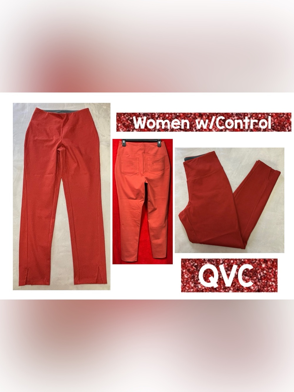 Women with Control Prime Stretch Split Hem Ankle Pants Rust Size Large